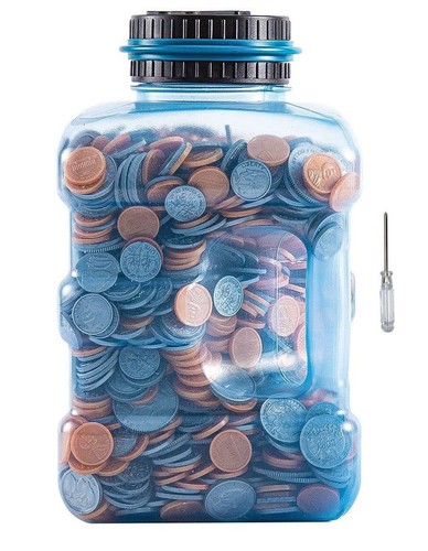 Piggy bank large coin - -,